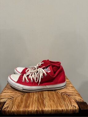Women’s Converse Red Canvas High-Top Sneakers with White Accents size 10